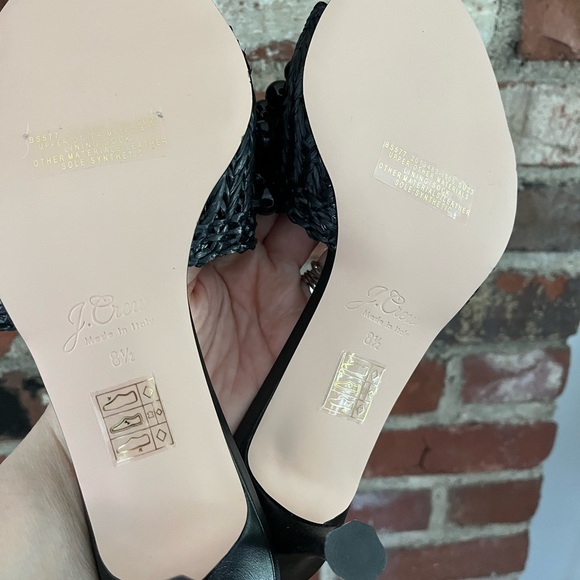 J.Crew collection made in Italy, black woven kitten heels, 8 1/2 violets sandals - Picture 4 of 6